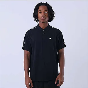 Camisa Polo Champion Piquet Recorte Black
