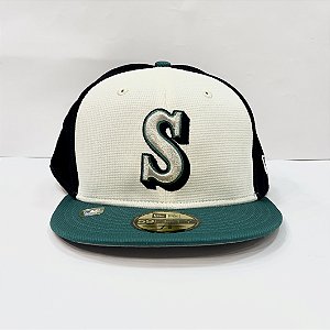 Boné New Era 59FIFTY MLB Seattle Mariners Fitted Alt Clubhouse 2025 White Green