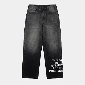 Calça Take-Off Movement Washed Black Loose Fit Jeans