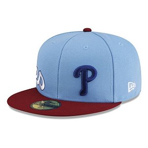 Boné New Era 59FIFTY MLB Philadelphia Phillies Multi Logo Premium Baseball Sky Blue