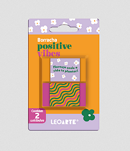 Kit 2 Borrachas Escolares Positive Vibes Colorida Com Frase