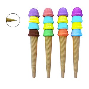 Caneta Gel Fofa Sorvete Casquinha Ice Cream 0.5 mm Preta