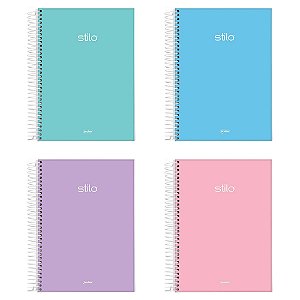 Caderno Stilo Espiral 1/4 80 Folhas Capa Dura Pastel