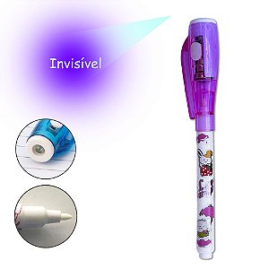 Caneta Invisível com LED Revelador Cores Aleatórias