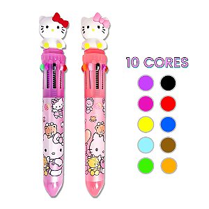 Caneta Fofa 10 Cores Hello Kitty Sanrio