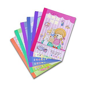 Caderninho com 10 Folhas Adesivas Decorativas Cute Girl para Sketchbook