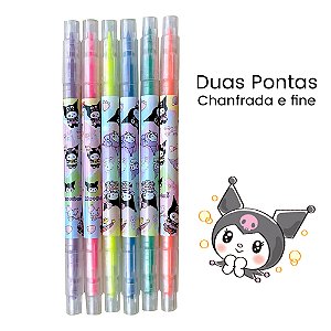 Marca Texto Duas Pontas Kuromi 6 Cores Sanrio