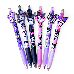 Caneta Gel Retrátil Figurinha Kuromi Tinta Preta Sanrio
