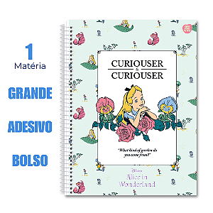 Caderno Universitário 1 Matéria 80 Folhas Alice Curiouser