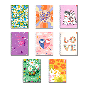 Caderno 1/4 96 Folhas Kbom 8 Estampas