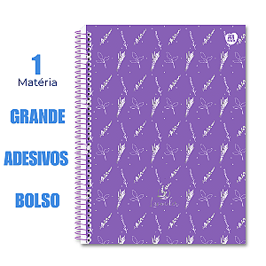Caderno Universitário 80 Folhas Lavender Ramos e Folhas