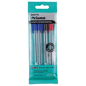 Kit 4 Canetas Esferográficas 1.0mm Bazze Prisma