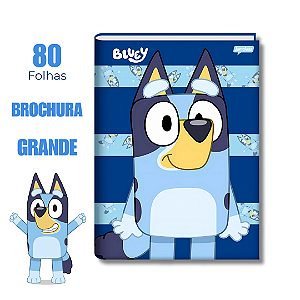 Caderno Brochura Grande 80 Folhas Bluey Listras Azuis