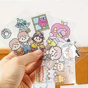 5 Cartelas de Adesivos Kawaii Fofos Papelaria