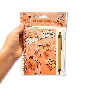 Caderninho Capybara Capivara com Caneta Esferográfica