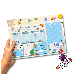 Conjunto Bloco Planner Astronauta 7 Blocos