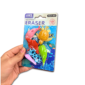 Conjunto Borrachas Fofas Fundo do Mar Tartaruga Tubarão Raia Coral