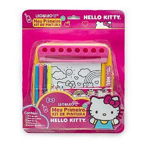 Meu Primeiro Kit de Pintura Hello Kitty Livro de Rolo Hidrocor Lápis e Suporte