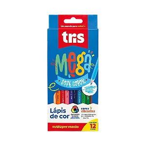 Conjunto Lápis de Cor de Madeira MEGA TRIS 12 Cores