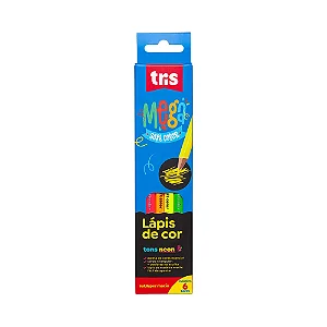 Conjunto 6 Lápis de Cor MEGASOFT Neon TRIS Alta Pigmentação