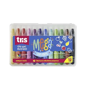 Conjuto 12 Giz em Gel MEGA Gel Color Ponta Retrátil Aquarelável