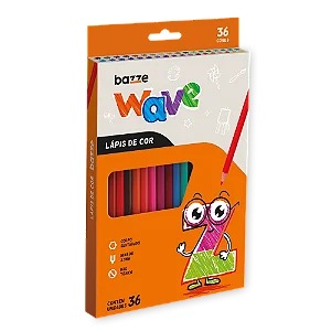 Conjuto 36 Lápis de Cor Bazze Wave Sextavado 36 Cores