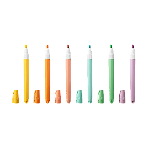 Marca Texto Pastel Slim Bazze 6 Cores