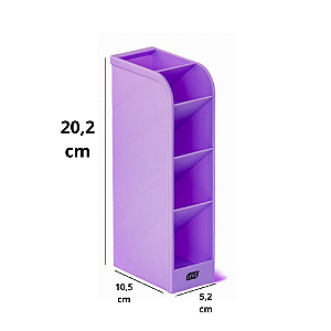 Porta Lápis Organizador Lilás Psatel 5 Divisórias 20 x 10 cm