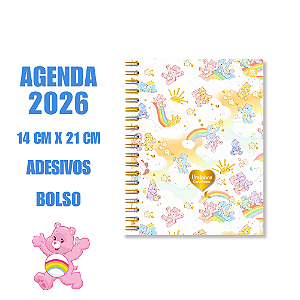 Agenda Anual 2026 Ursinho Carinhosos Nuvens e Arco-Íris