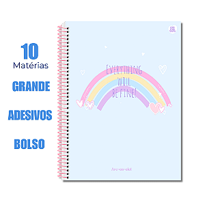 Caderno Universitário 10 Matérias 160 Folhas Arc-en-ciel Everything