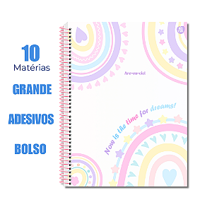 Caderno Universitário 10 Matérias 160 Folhas Arc-en-ciel Now Is The Time