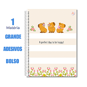 Caderno Universitário 1 Matéria 80 Folhas CapyCuties A Perfect