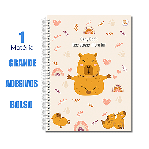 Caderno Universitário 1 Matéria 80 Folhas CapyCuties Capy Cool