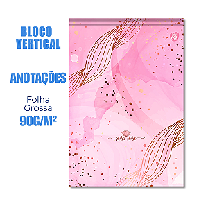 Bloco de Anotações Vertical Rosa Rose Abstrato