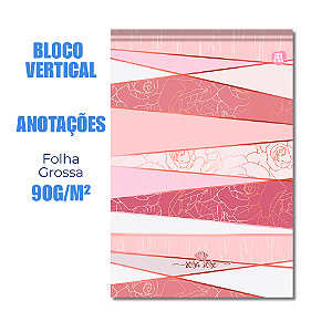 Bloco de Anotações Vertical Rosa Rose Geométrico