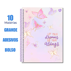 Caderno Universitário 10 Matérias Papilo Borboleta Let Your
