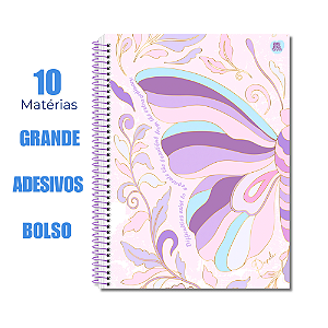 Caderno Universitário 10 Matérias Papilo Borboleta Difficulties