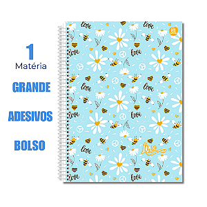 Caderno Universtário 1 Matéria Love Azul Abelha