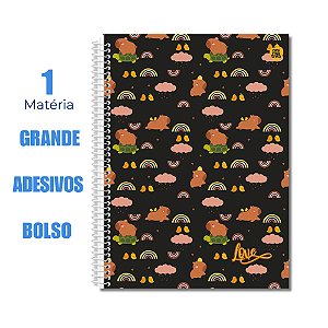 Caderno Universtário 1 Matéria Love Azul Preto Capivara