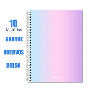 Caderno Universitário 10 Matérias Clean 160 Folhas Azul e Roxo