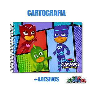 Caderno de Desenho Pj Masks Com Adesivos Quadrinhos 60 Folhas Quadrinhos