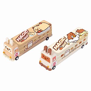 Estojo Metalico Box Ônibus Capivara Grande 3D Com Divisórias Capibara