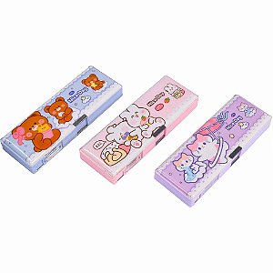 Estojo Multiuso Box Sweet Grande Com Divisórias Apontador Fecho Imã