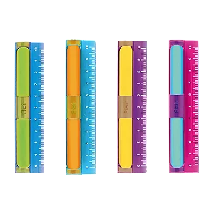 Régua e Borracha 2 em 1 Flair 10 Cm 4 Cores