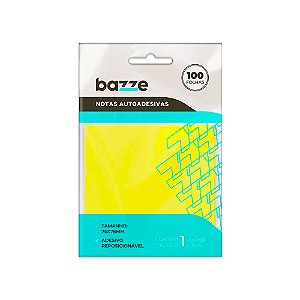 Notas Adesivas 100 Folhas Amarelo 76 x 76 mm Bazze Bloco Autoadeisvo