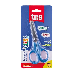 Tesoura Escolar 13 cm Pontas Arredondadas Lâmina Inox TRIS Cores Sortidas