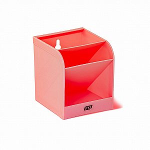 Organizador de Mesa Porta Canetas 3 Divisórias Rosa Lyke