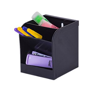 Organizador de Mesa Porta Canetas 3 Divisórias Preto Lyke