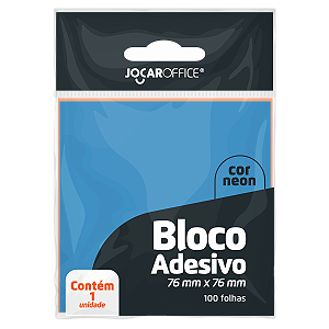 Bloco Adesivo Azul Neon 76 x 76 mm Jocar Office 100 Folhas