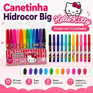 Canetinha Hidrocor Hello Kitty Menor 12 Unidades Coloridas Menina